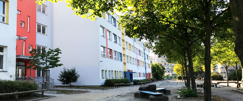 Schulsozialarbeit an der Jean-Piaget-Schule, Sekundarschule, Berlin Marzahn-Hellersdorf, Schulgebäude